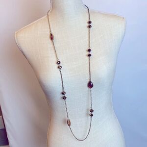 Long Golden Bib Necklace